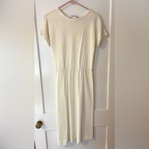 Vintage Castleberry Cream Or Off White Shortsleeved Dress Size Small‎ Mid Length